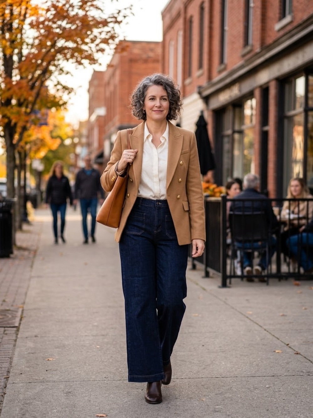 High-Rise Dark Blue Wide-Leg Women's Jeans